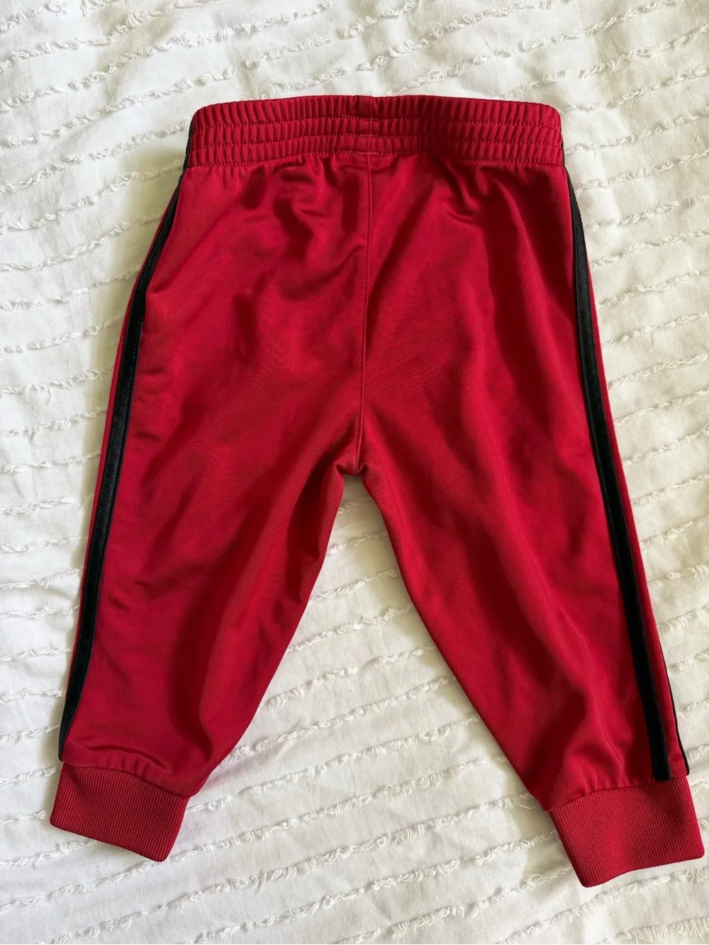 Adidas Baby 2 Piece Track Suit / Jogger Set Red w/ Black Stripes Size: 9 months